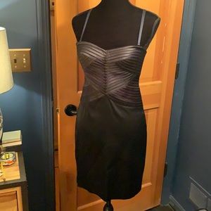 NWT BCBG Black Cocktail Dress with satin ribbon bodice.